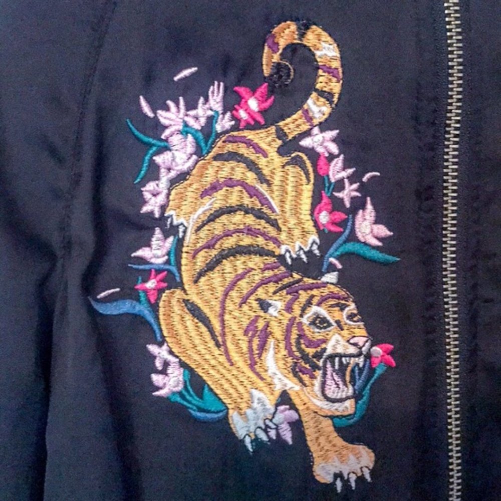 black satin bomber jacket - Picture 4 of 8